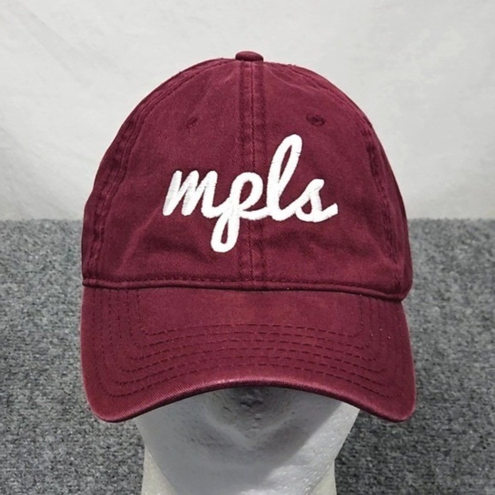 MPLS Minneapolis Hat Burgundy Maroon Cap Embroidered Dad Hat Minnesota Midwest